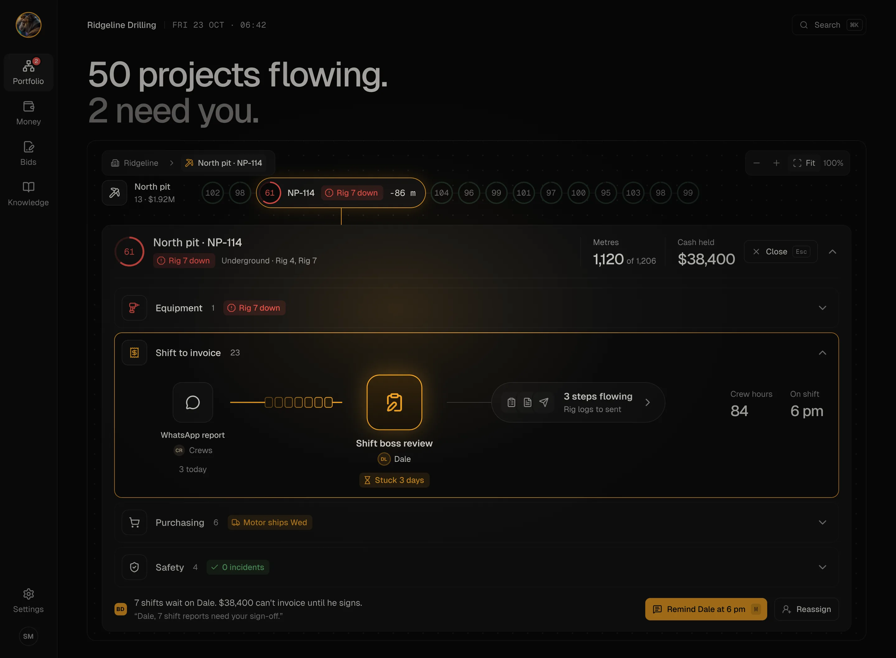 A project opened to show its meters and cost